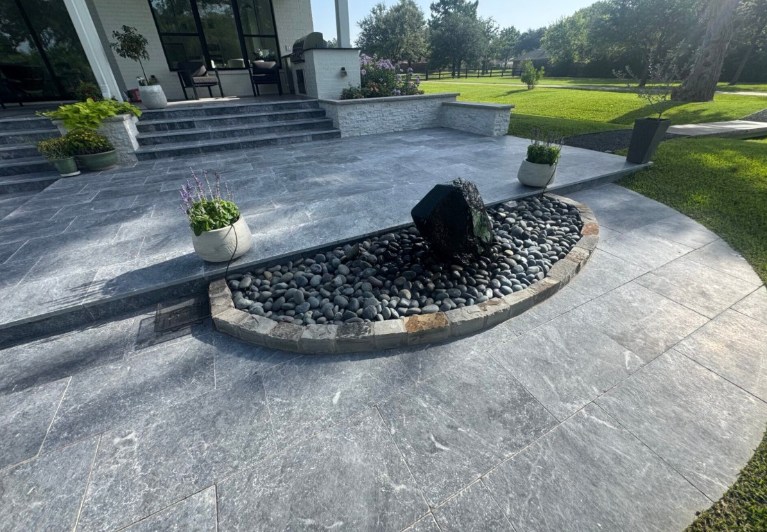 Modern decorative concrete patio with elegant design in Portland, ME